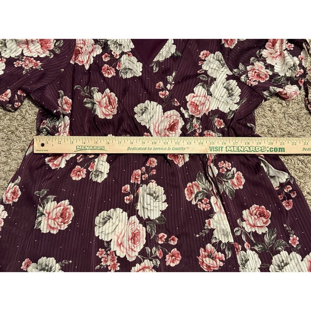 Torrid Womens Purple Floral Dobby Satin Surplice Wrap Midi Dress Plus Size 2XL - Picture 12 of 15